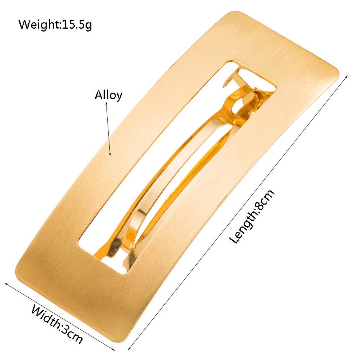 Minimalist Metal Bow Hollow Rectangle Spring Clip