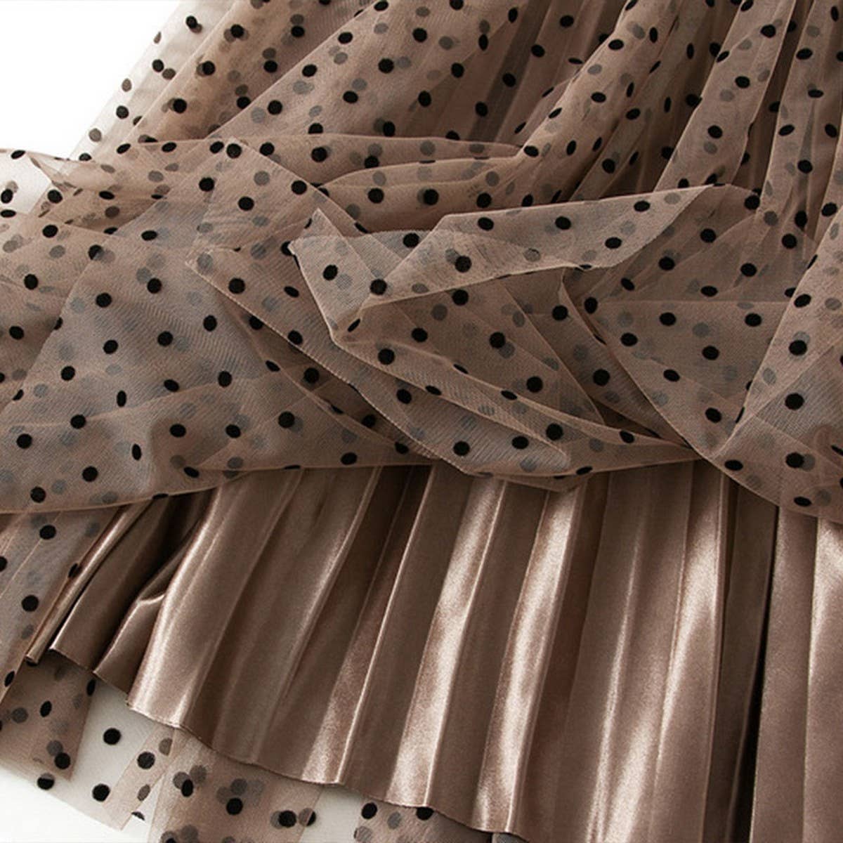 POLKA DOT MESH SKIRT REVERSIBLE A-LINE SKIRT_CWBMS0314