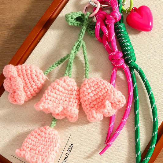 Handmade Lily of the Valley Yarn Keychain Charm