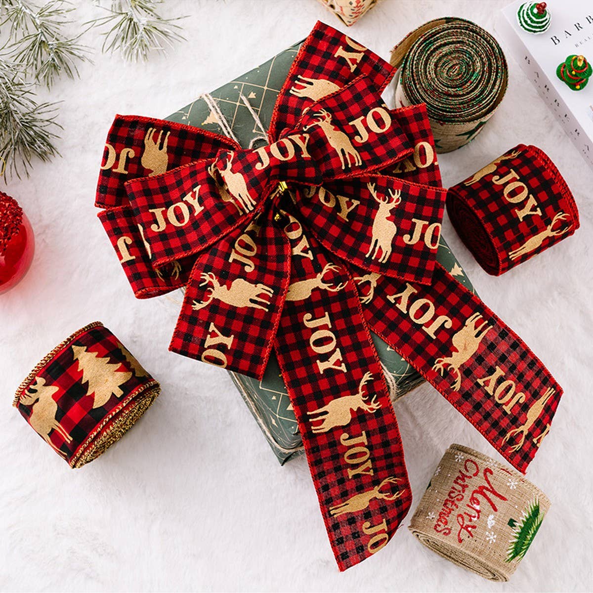 CWMM10228_CARTOON CHRISTMAS BURLAP RIBBON CREATIVE TREE DECO