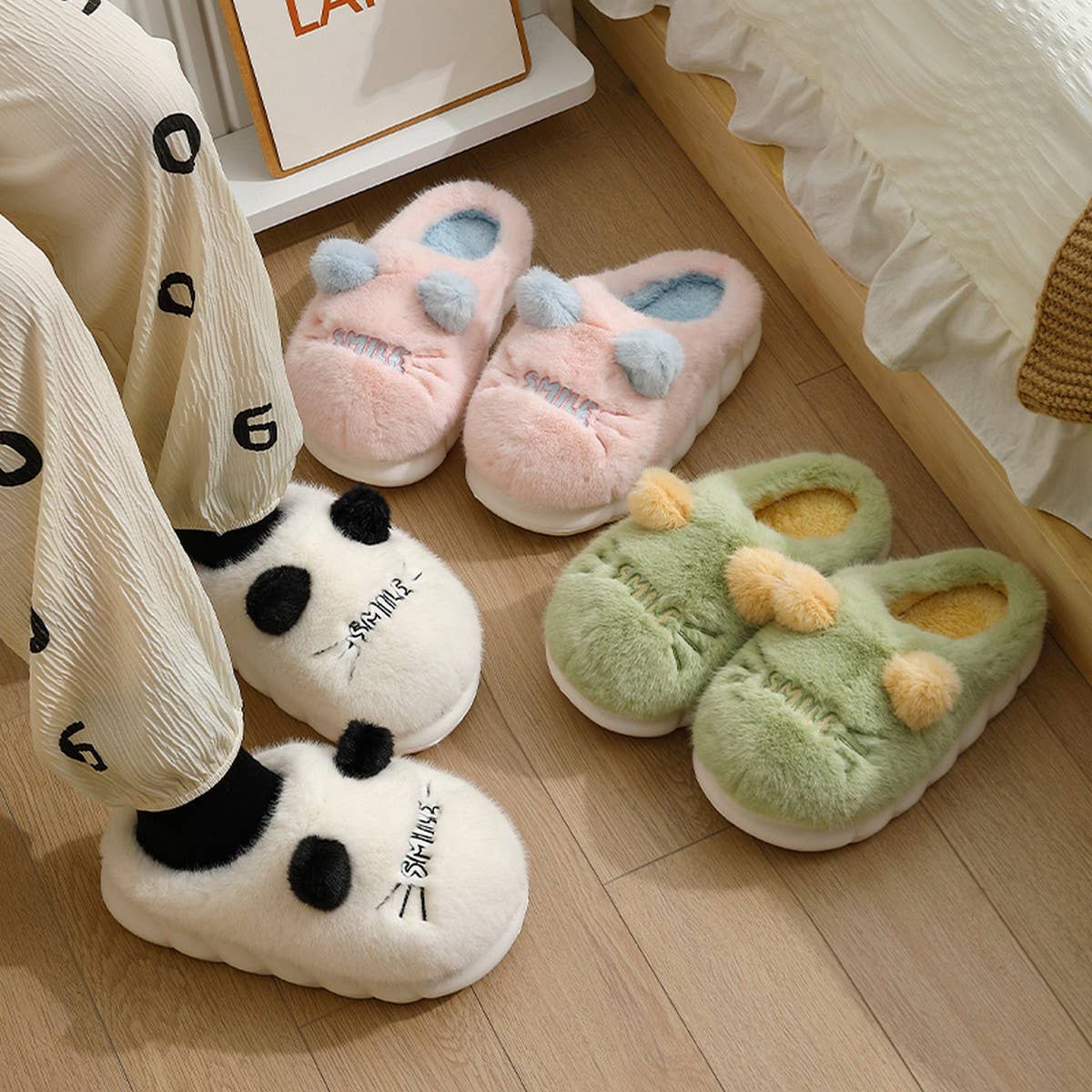 CUTE CAT ANIMAL WARM HOUSE SLIPPERS FUZZY SLIPPER