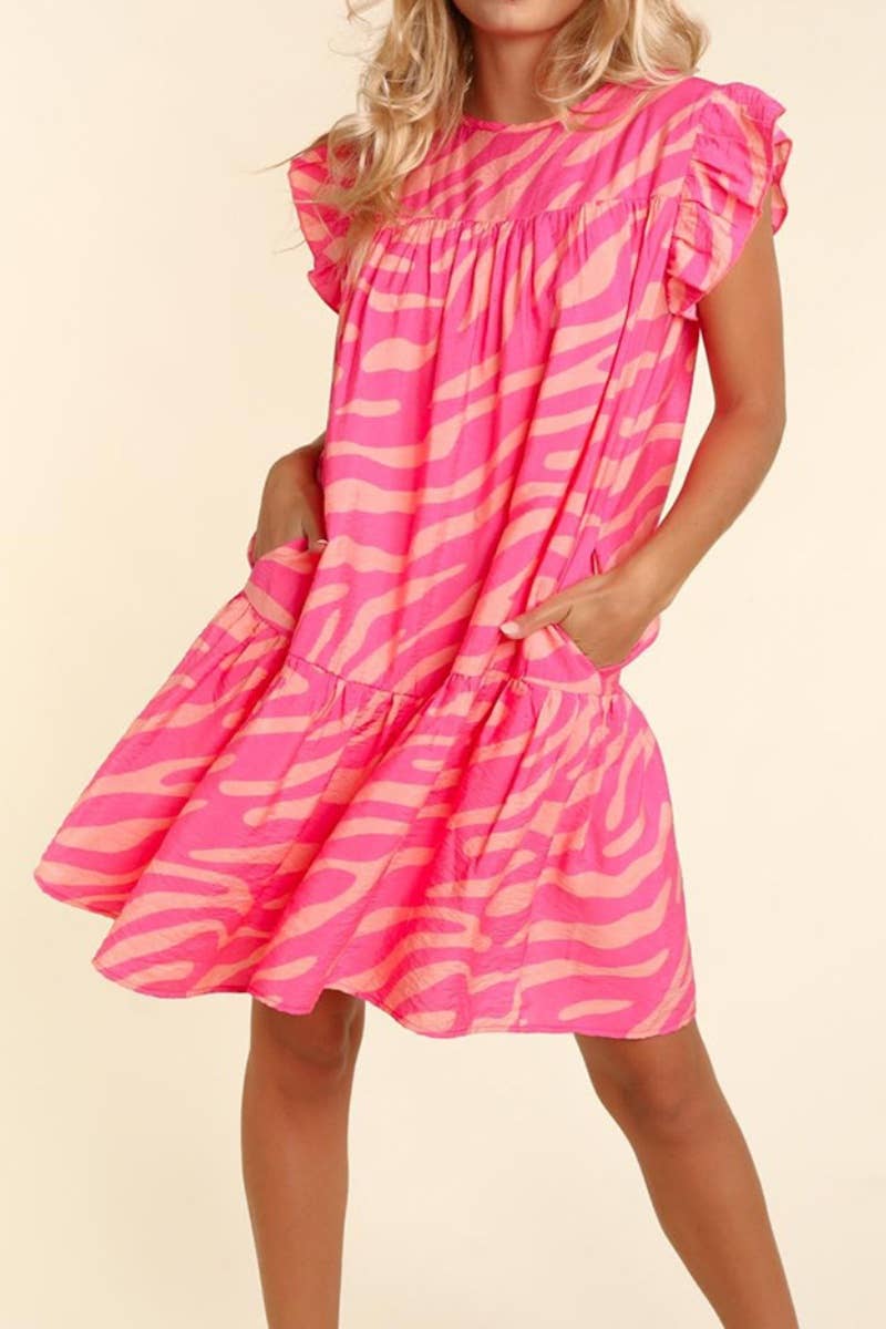 CWDSD5354_STYLISH SLEEVELESS PRINT POCKET DRESS SHORT