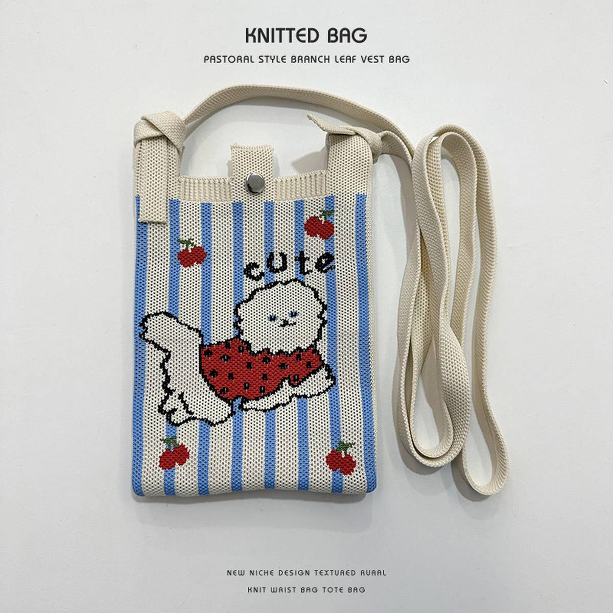 NEW STYLE CARTOON PUPPY KNITTED CROSSBODY BAG_CWAB2382