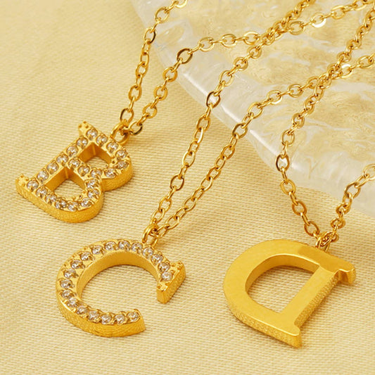 FASHION 26 LETTER DIAMOND PENDANT NECKLACE_CWAJE0684