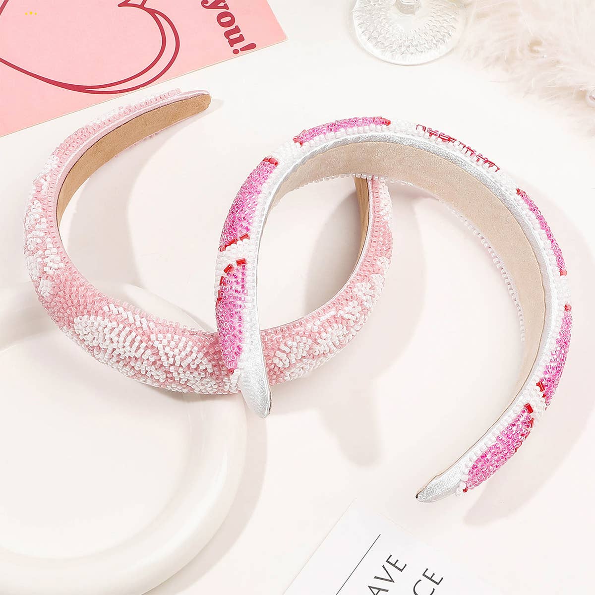 FULL DIAMOND RICE BEAD HEART HEADBAND