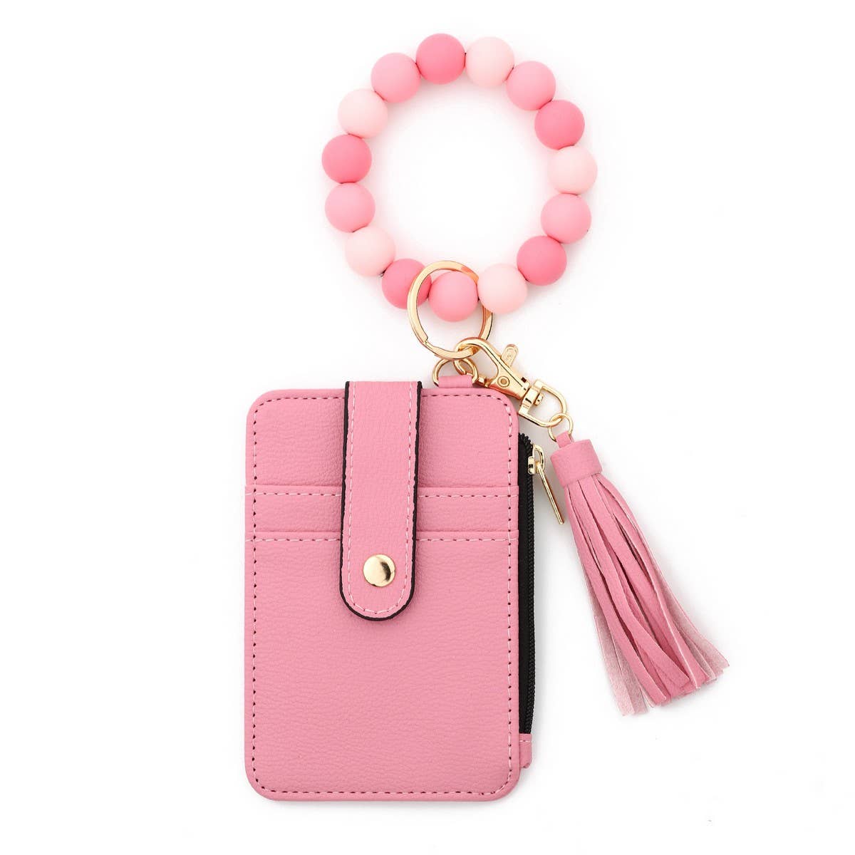 Pattern PU Card Holder with Silicone Bead Chain_CWAB4966
