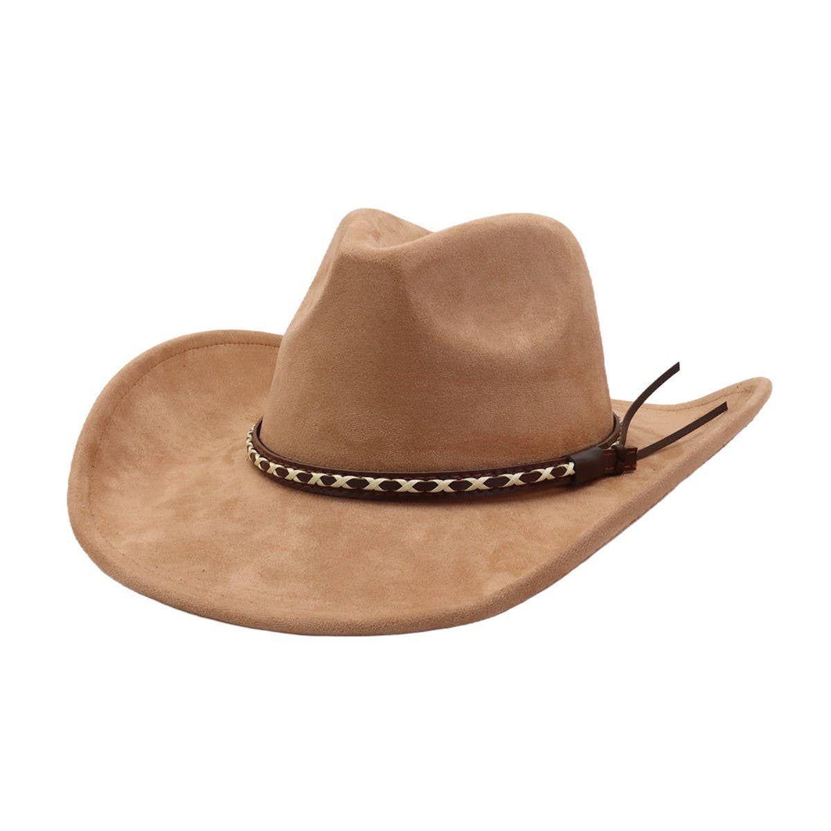 Soft Suede Western Cowboy Fedora Hat Ethnic Style_CWAH04401