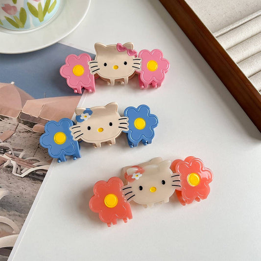 Cat & Flower Acetate Claw ??Cute Cartoon Clip_CWAHA6010