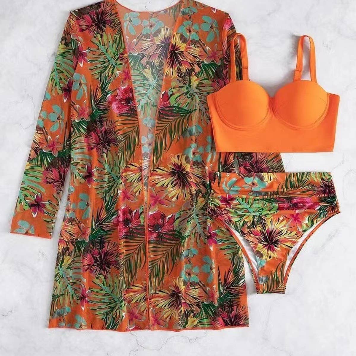 SEXY SWIM COVER UP MULTICOLOR PRINTING BIKINI