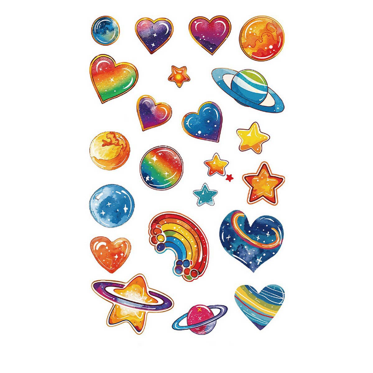 Whimsical Face Stickers ? Fruit & Galaxy Tattoos