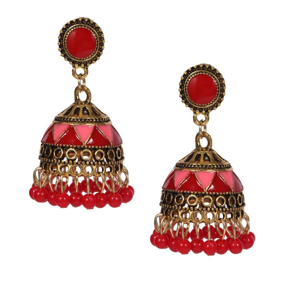 CWAJE05678_BOHO COLORFUL BEADED TASSEL BELL DROP EARRINGS