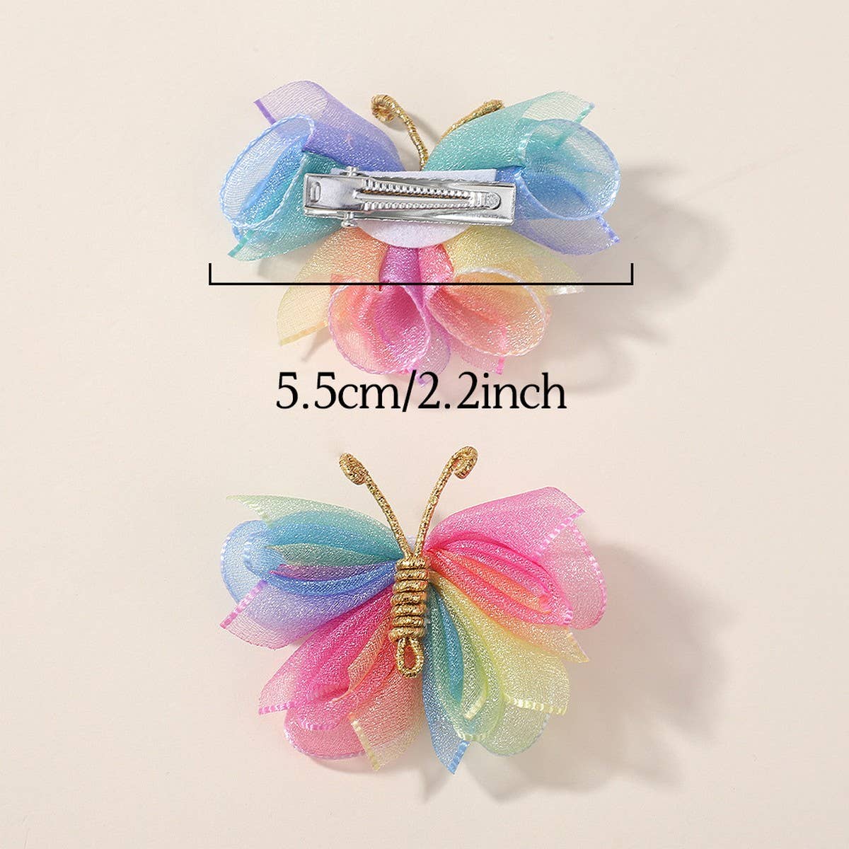 Sheer Gradient Butterfly Hair Clip Set for Girls