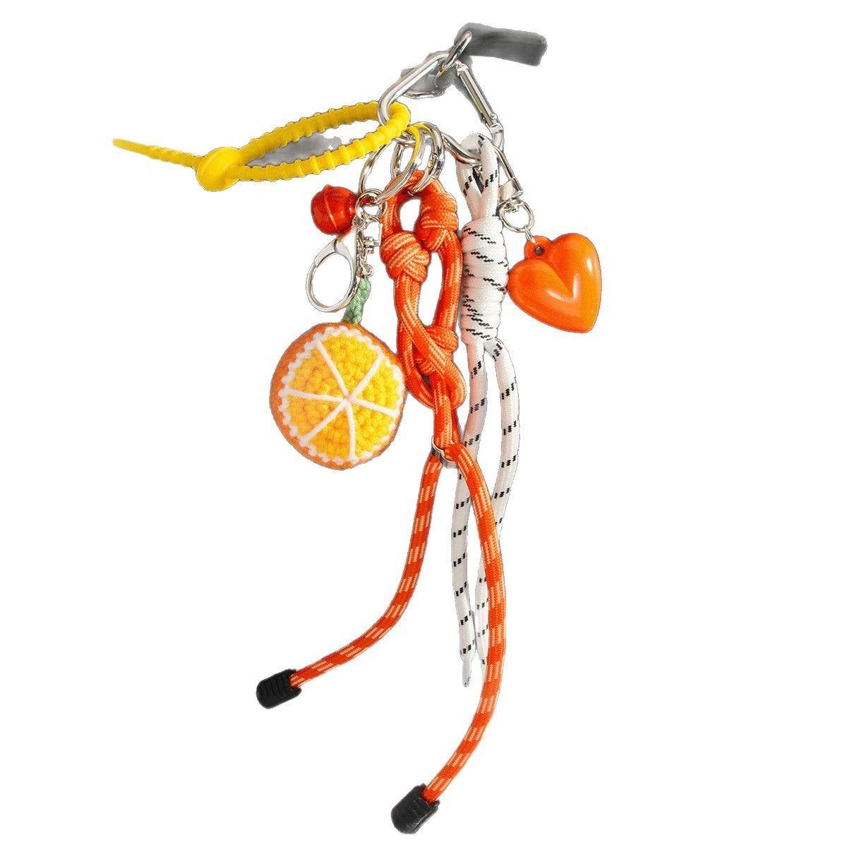 Handmade Orange Keychain with Heart & Bell