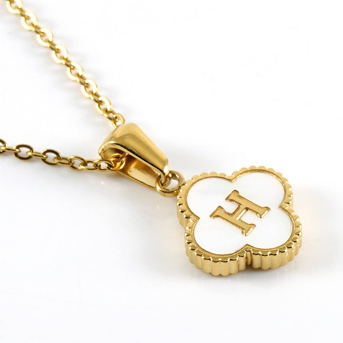 CWAJE1944_Simple Four Leaf Clover Letter Necklace
