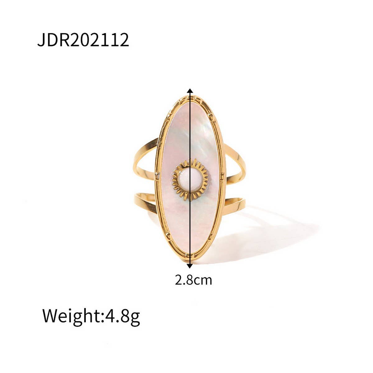 18K GOLD STAINLESS STEEL OVAL PEARL SHELL RING_CWAJE1246