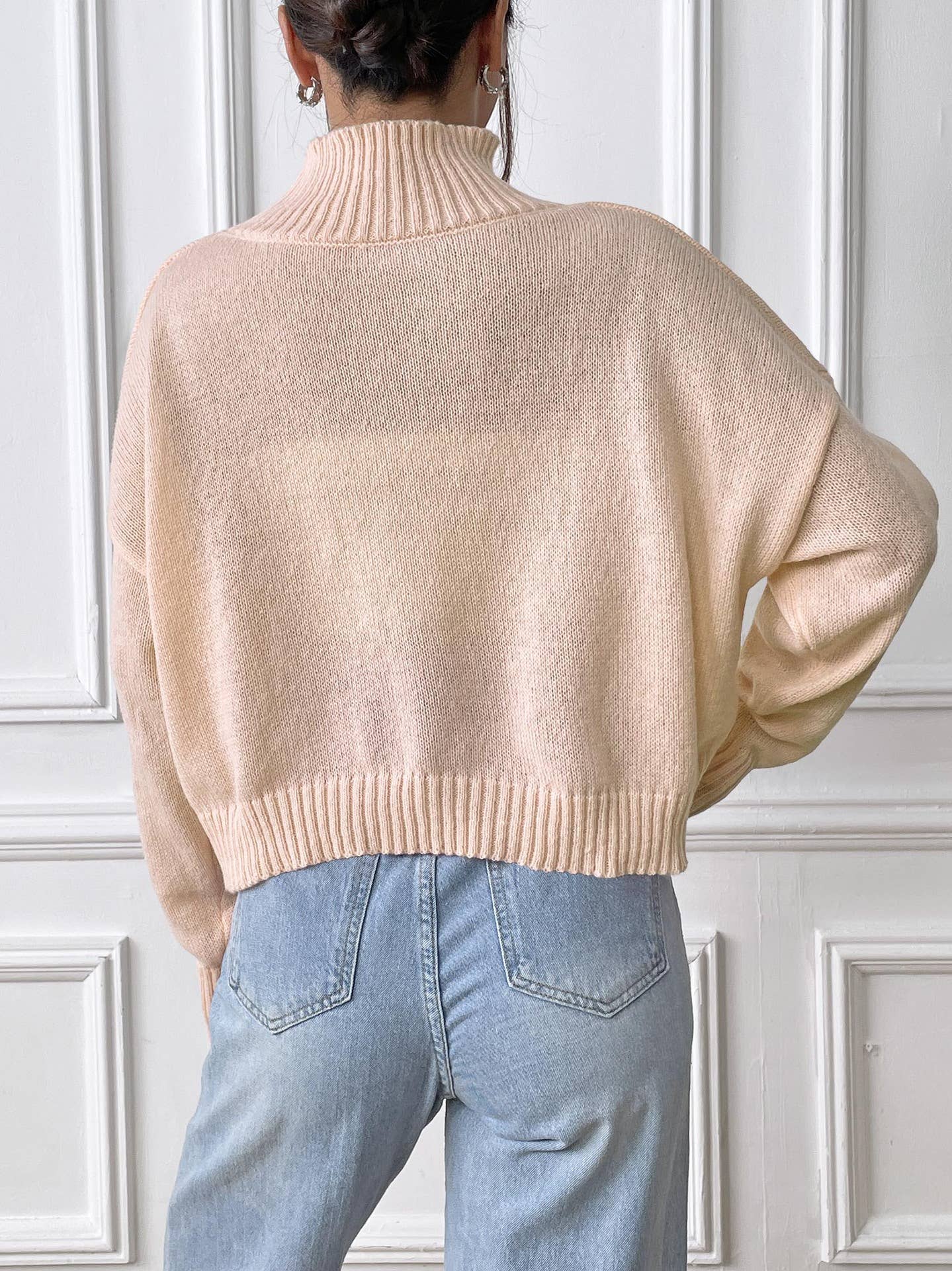 TURTLENECK SWEATER SOLID COLOR LOOSE CASUAL BASE