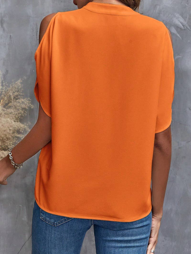 V-neck temperament fashion sleeved loose top