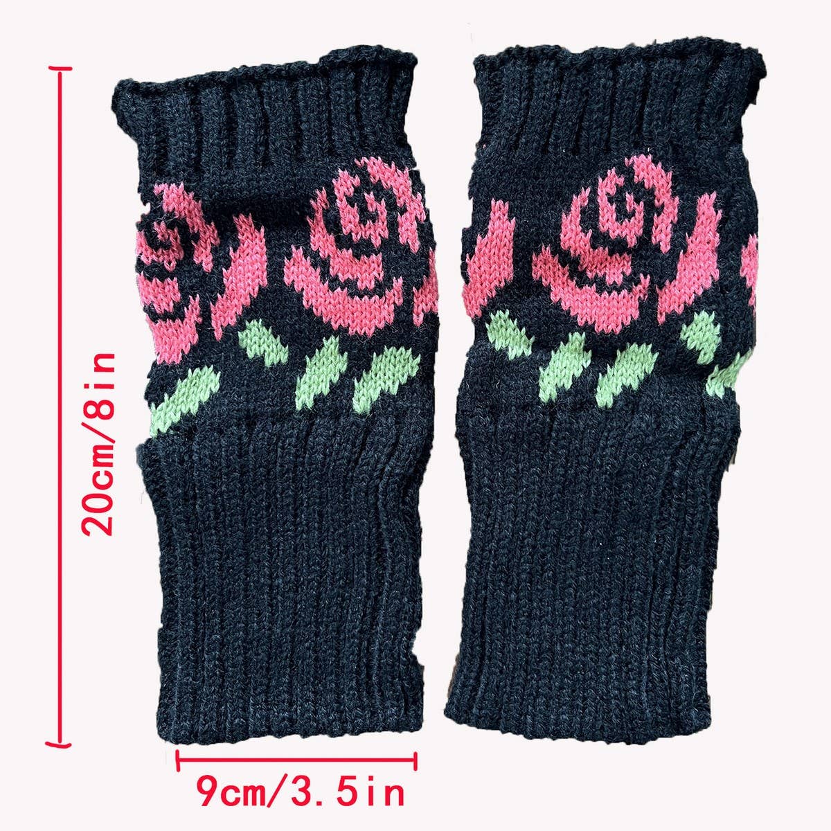 SHORT ROSE KNITTED HALF-FINGER GLOVES