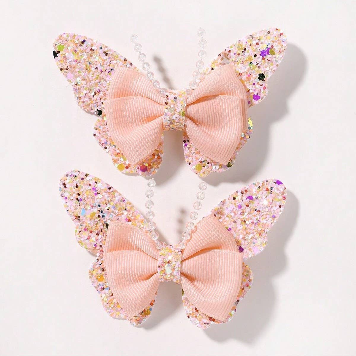 Glitter Bow Hair Clips Set for Baby Girls