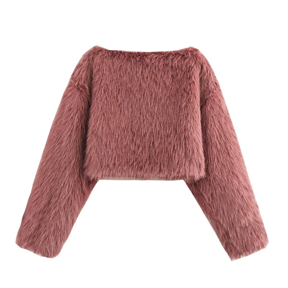 Fashion simple woolen long-sleeved sweatshirt