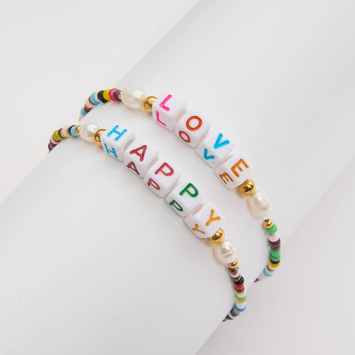 Romantic Colorful Resin & Letter Bead Bracelet