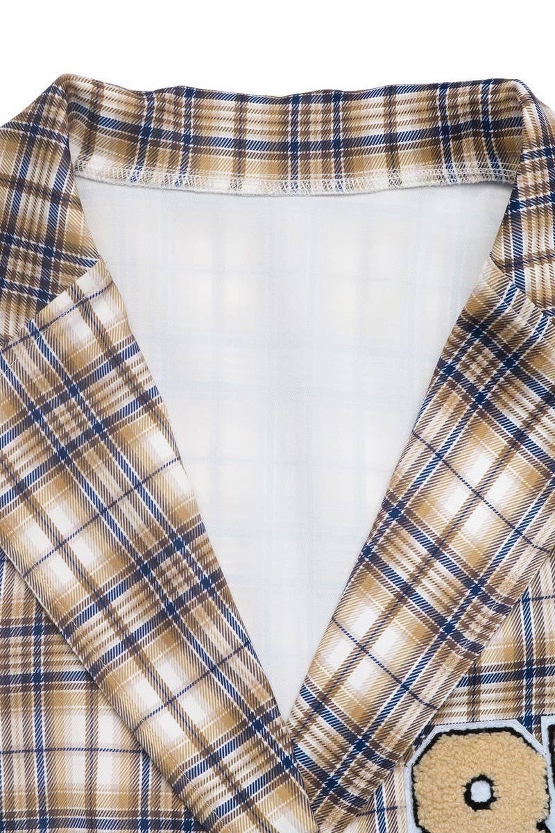 CWOCO00169_COLLARED CASUAL PLAID BLAZER JACKET