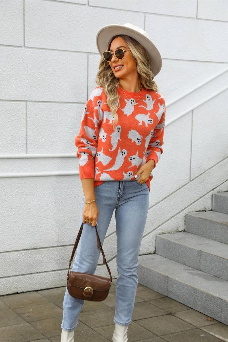 CWOSWL07571_HALLOWEEN KNITTED SWEATER PULLOVER