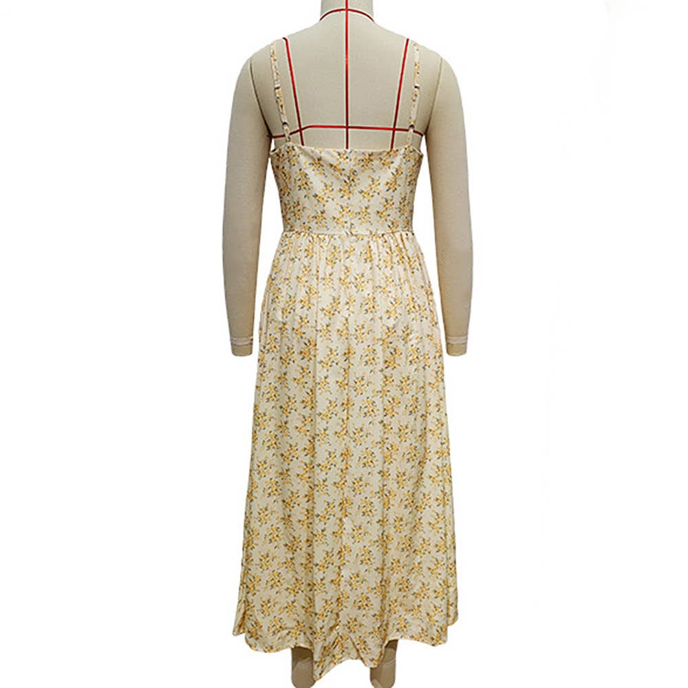 Printed backless sexy long halter dress