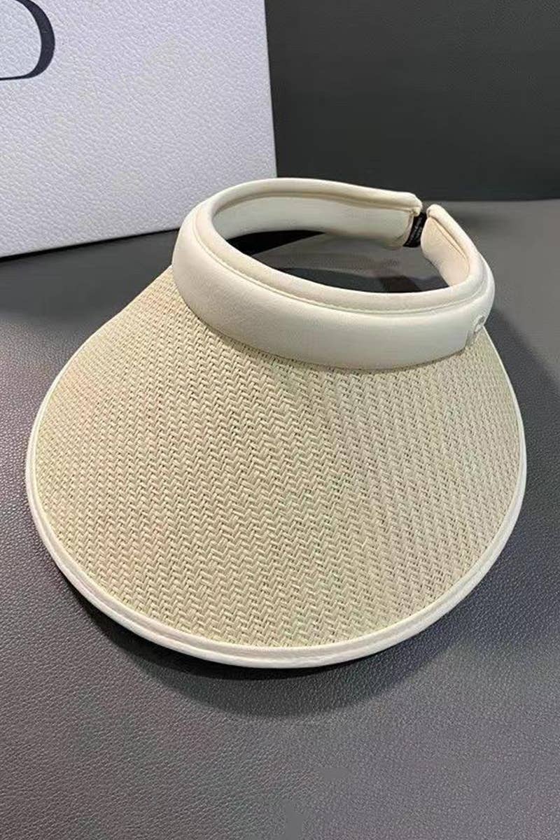 TWO TONE STRAW VISOR HAT_CWAH0467