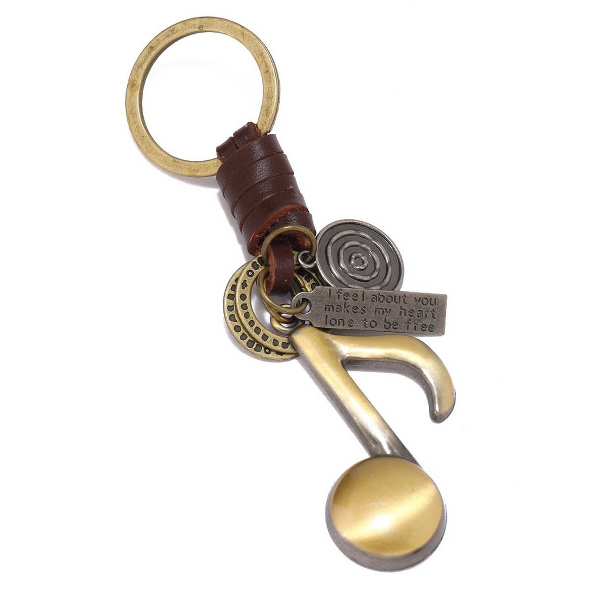 VINTAGE MUSICAL NOTE COWHIDE CAR KEYCHAIN
