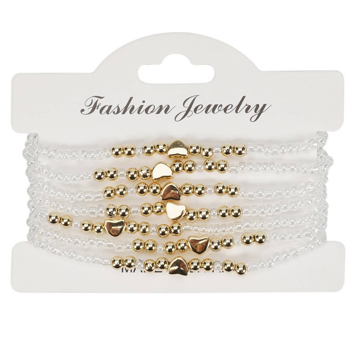 CWAJE05685_BOHO HEART MULTI LAYER ELASTIC BEADED BRACELET