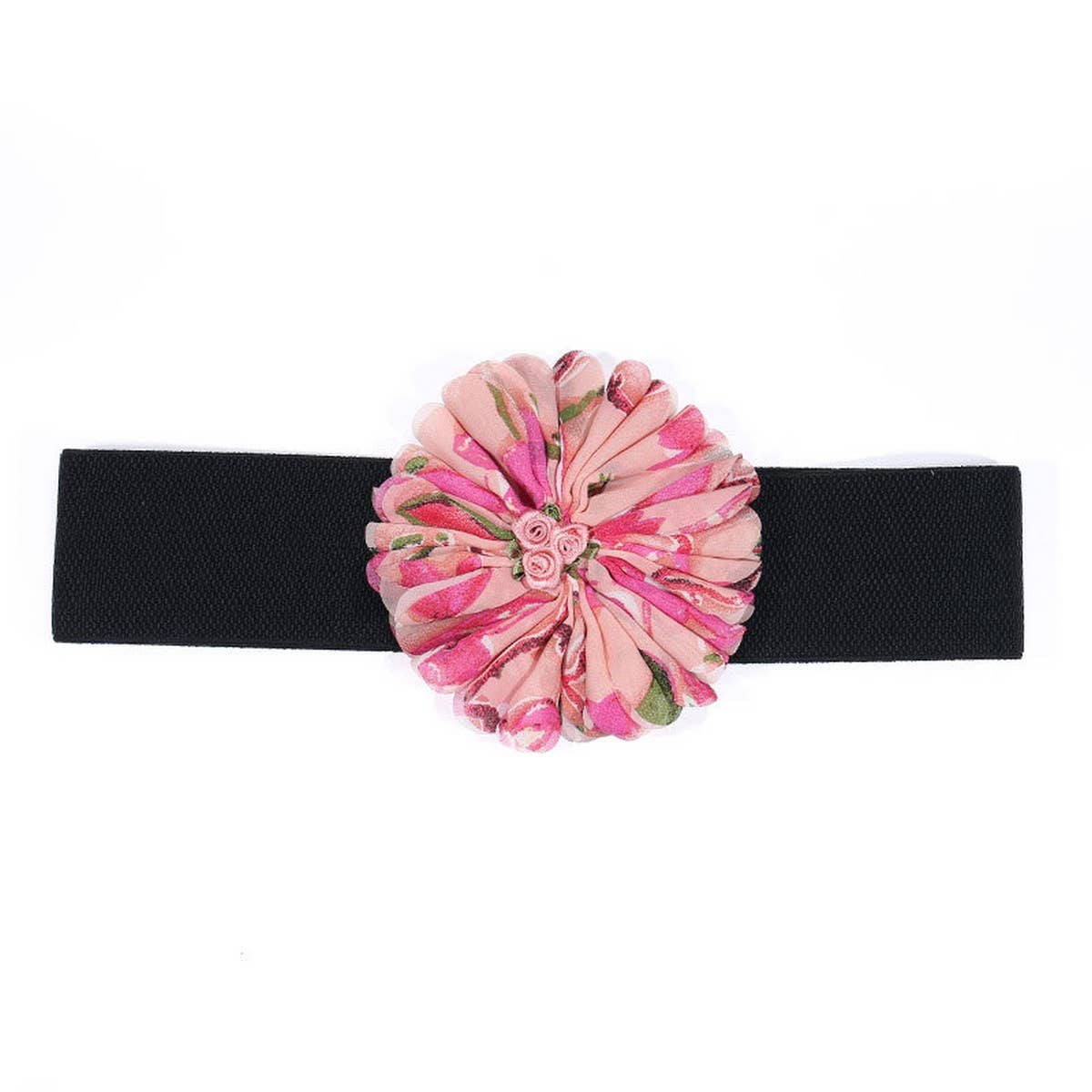 Elastic Wide Floral Waist Belt for Dresses