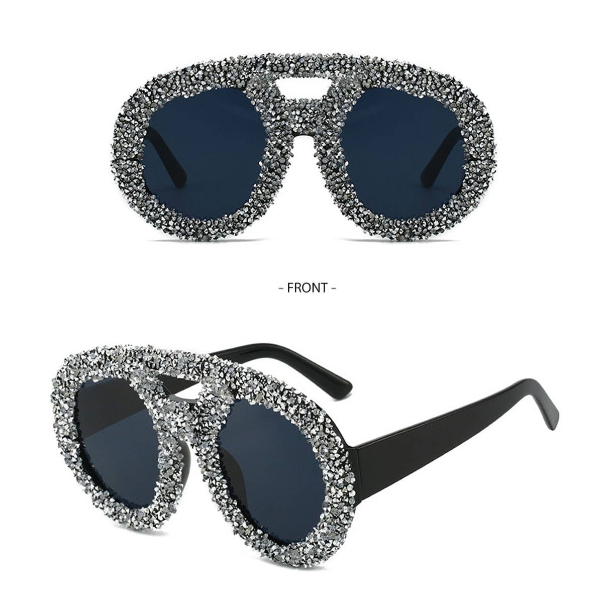 DOUBLE BEAM LARGE FRAME ROUND SUNGLASSES