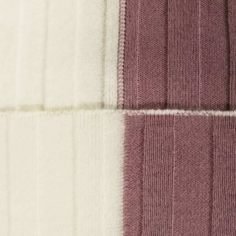 Long sleeve high-neck color-blocked knit sweater