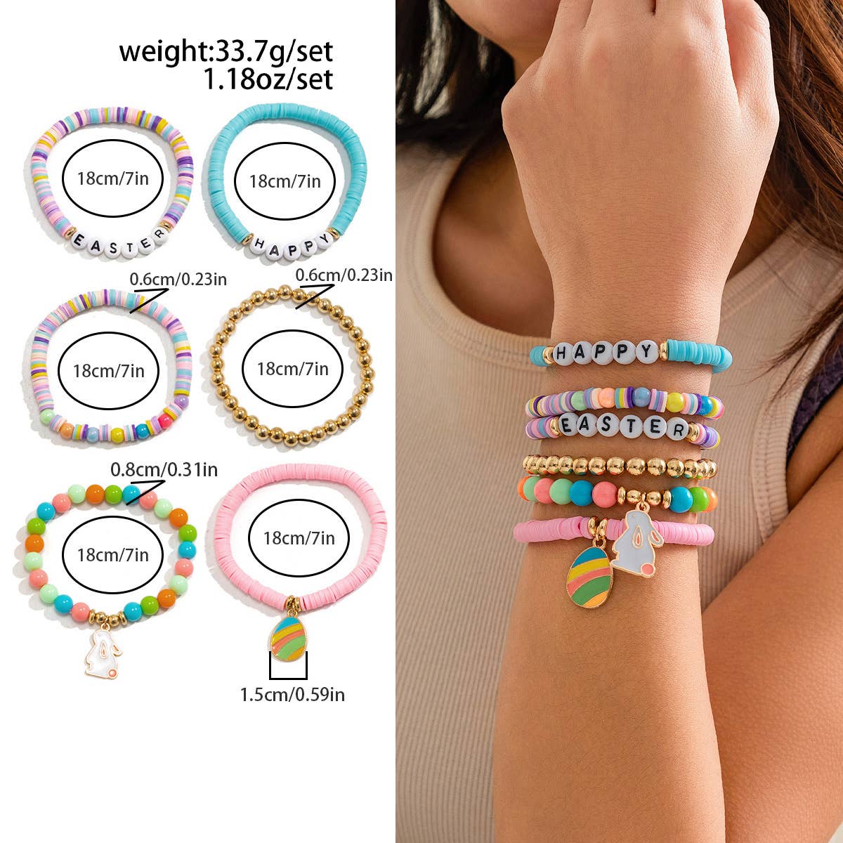 ALPHABET COLORFUL LOVE RABBIT BEADED BRACELET_CWAJE1482