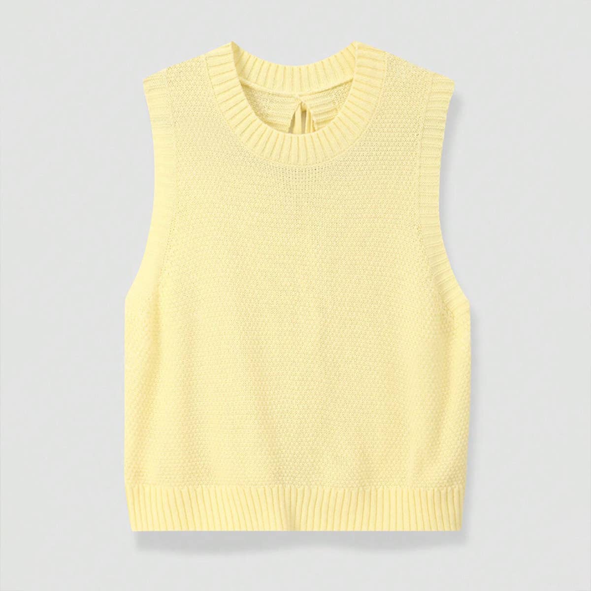 Knitted backless solid-color drawstring vest