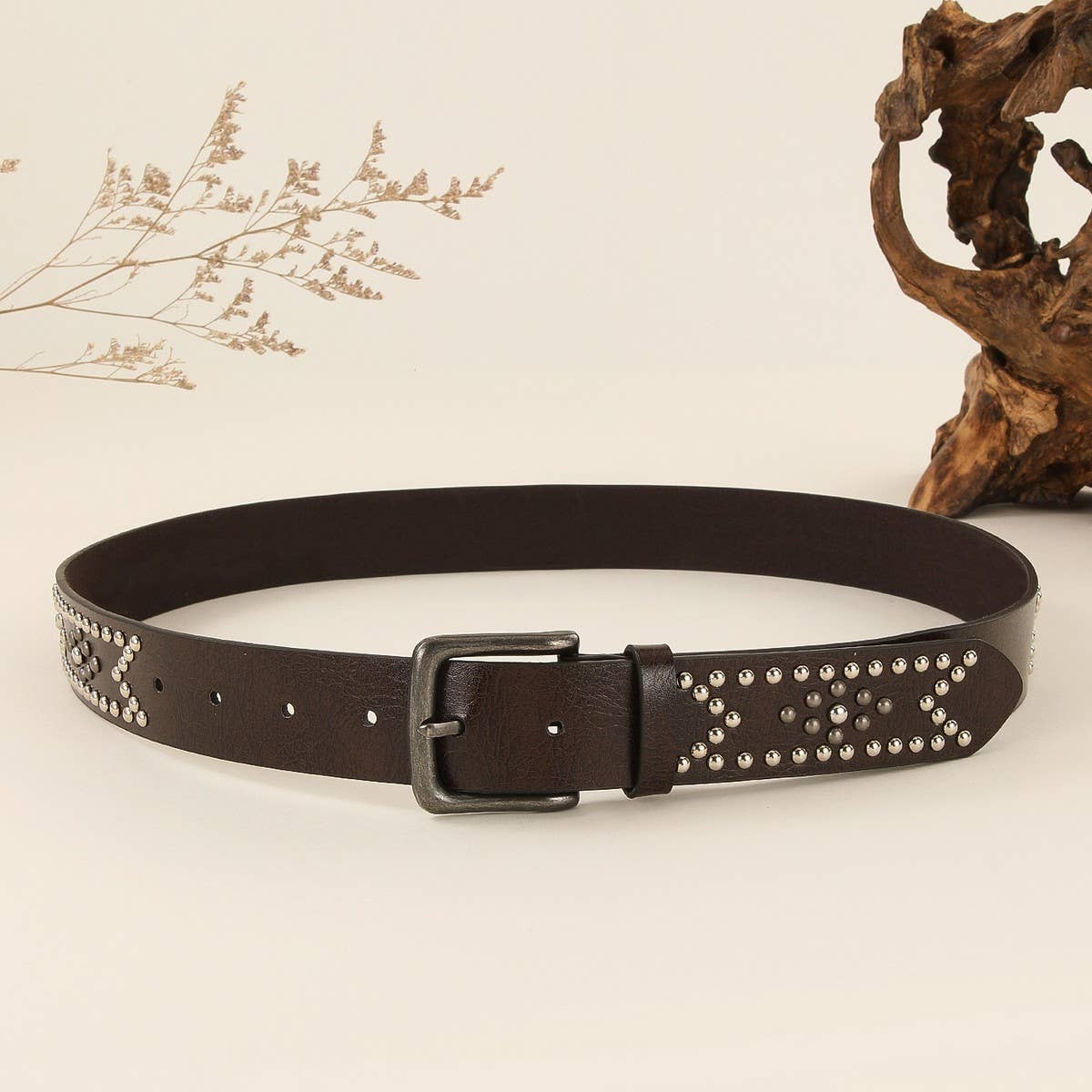 Retro Punk Studded Belt Western Cowboy Style_CWABE1225