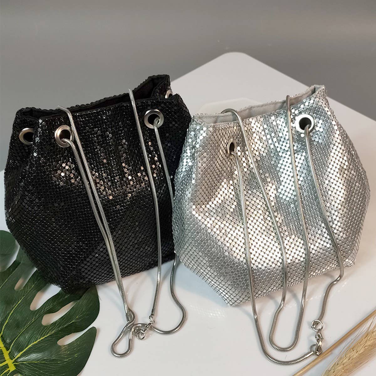 FASHIONABLE RHINESTONE EVENING BAG BUCKET BAG_CWAB3612