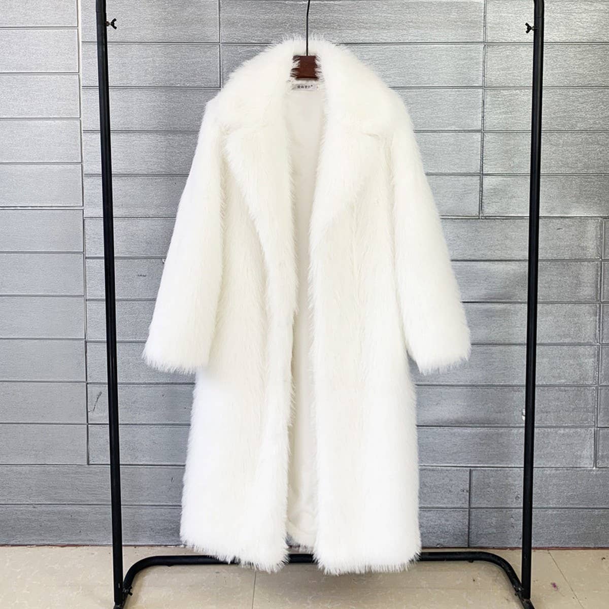 Long Faux Fur Coat Women Winter Lapel Jacket