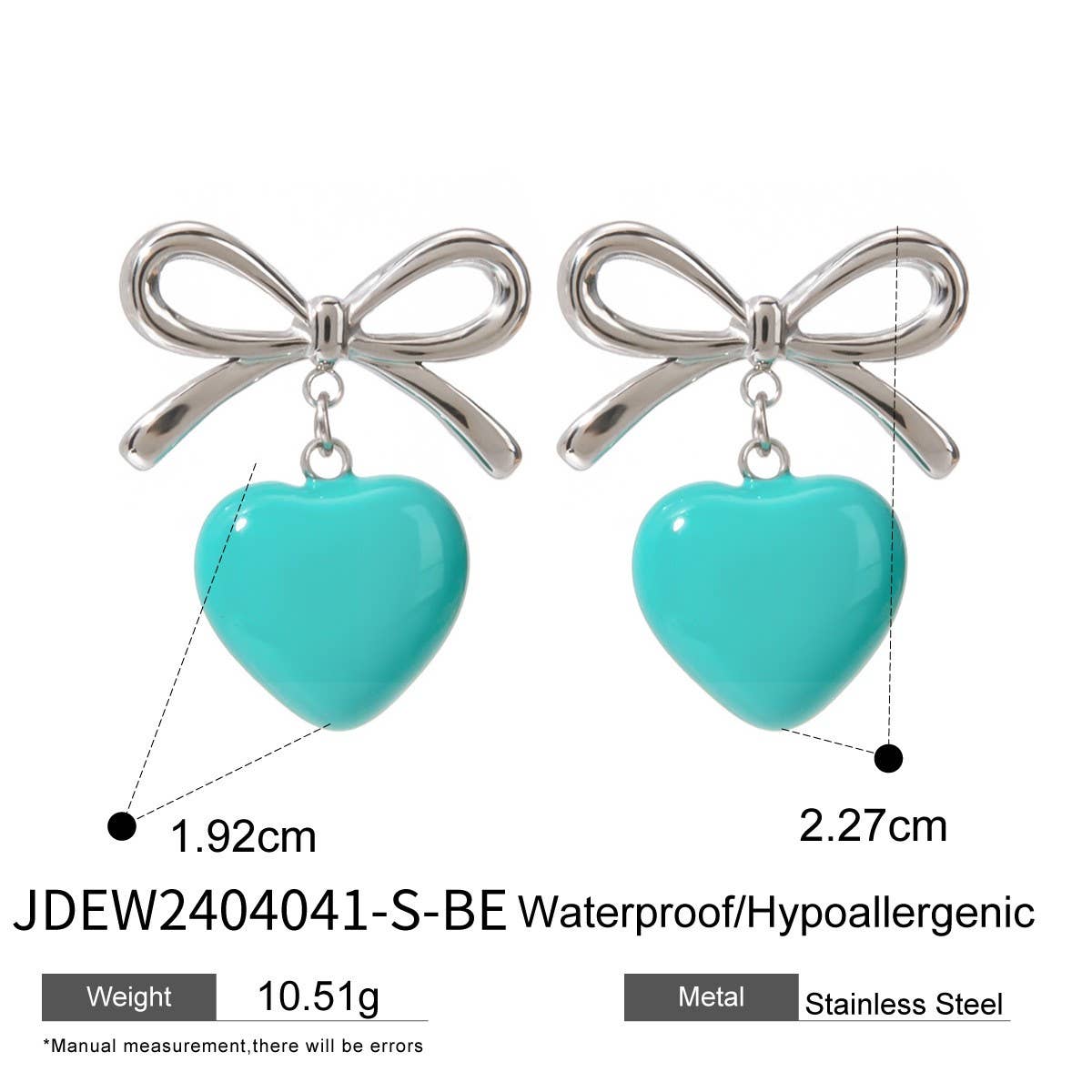 BOW WITH A HEART-SHAPED OIL DROP EARRINGS_CWAJE1881