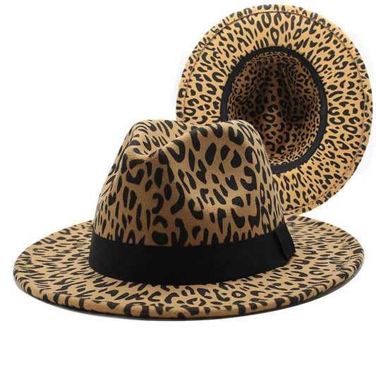 FASHIONABLE LEOPARD WOOL JAZZ HAT WITH WIDE BRIM_CWAH2564