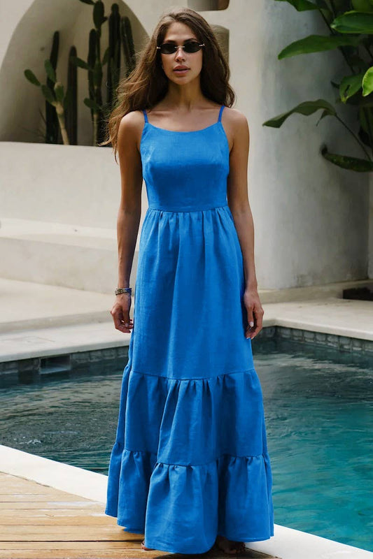 CWDMD5277_BACKLESS TIE MAXI CAKE CAMI DRESS