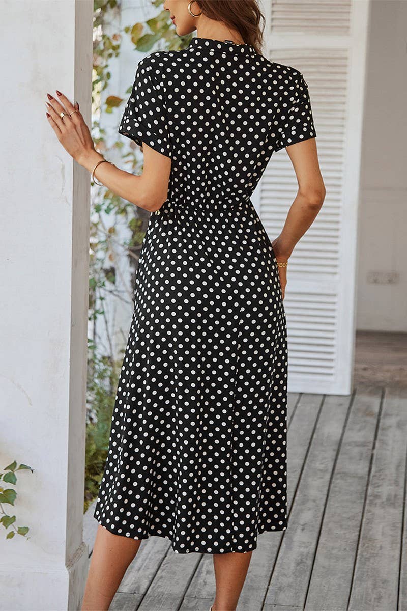 CWDMD6451_SUMMER POLKA DOT ALL-MATCH SHIRT DRESS