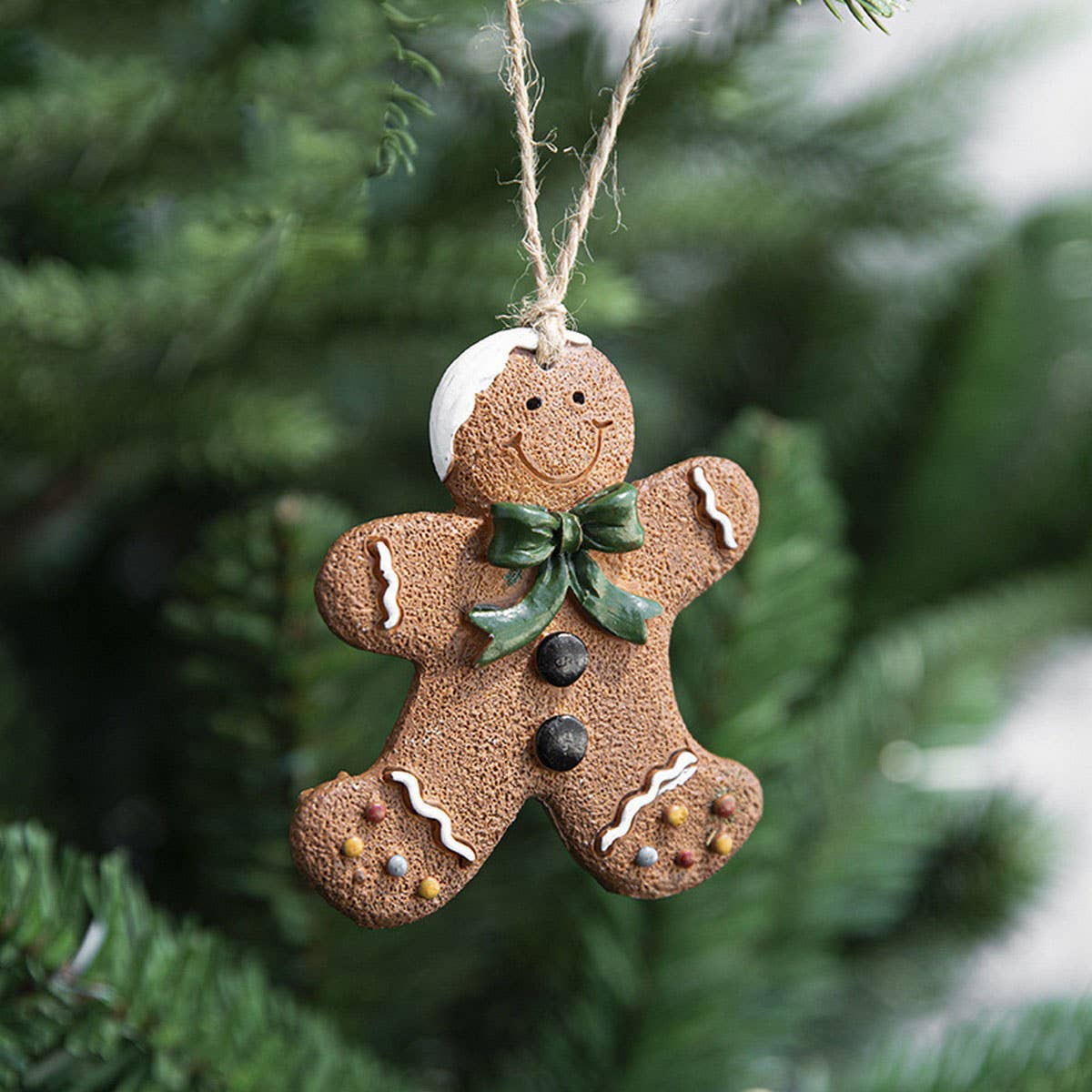 Painted Resin Gingerbread Xmas Tree Hanging Decor_CWMM9789