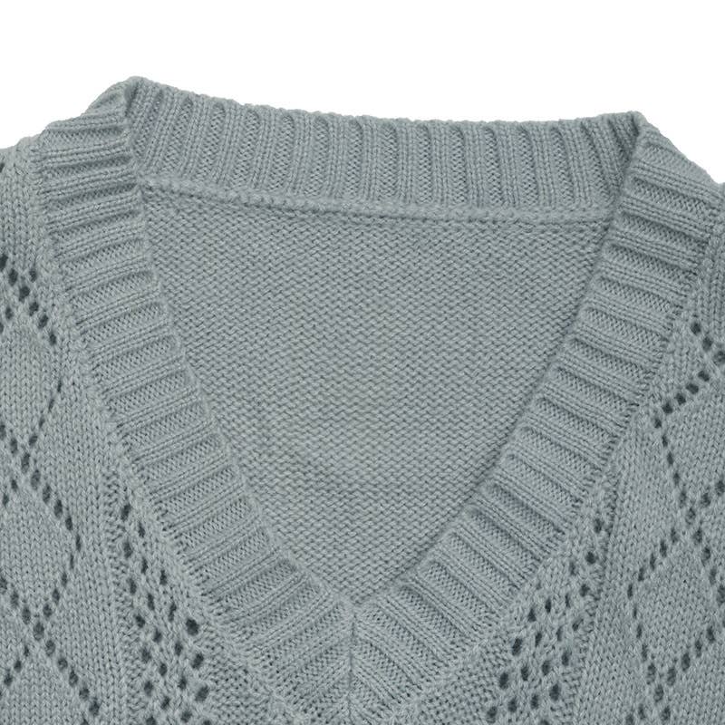 Twisted V-neck pullover knitted vest