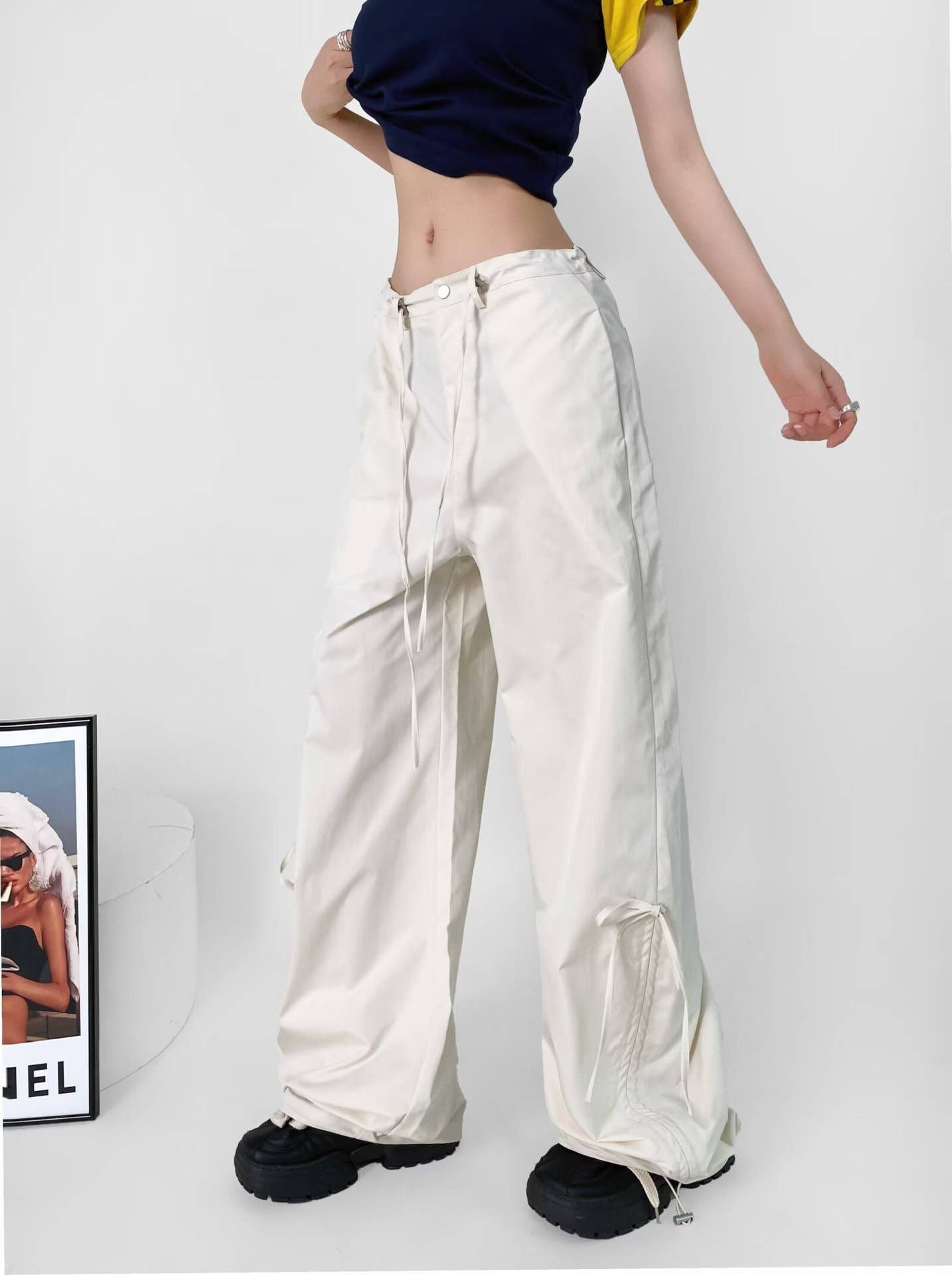 Retro loose casual straight-leg wide-leg pants