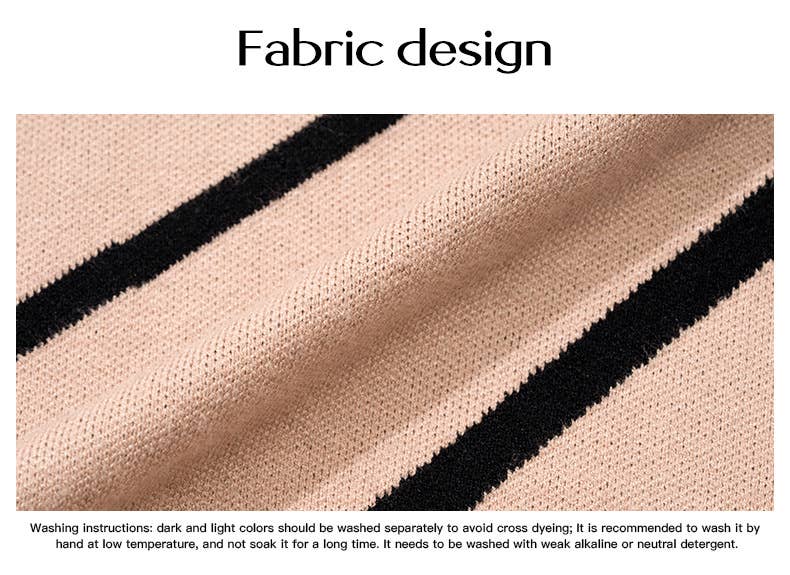 STRIPED SLANT SHOULDER DRESS WITH HIP SPLIT