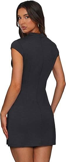 Round-neck tight-fitting short-sleeved dress