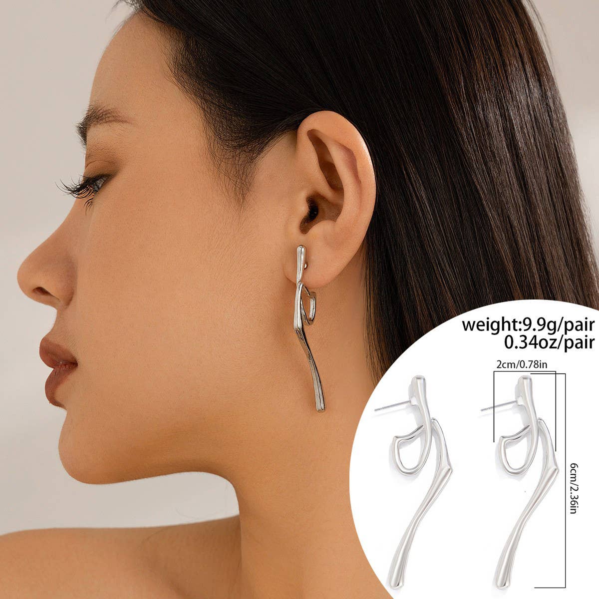 WRINKLED EXAGGERATED IRREGULAR TEARDROP EARRINGS_CWAJE1813