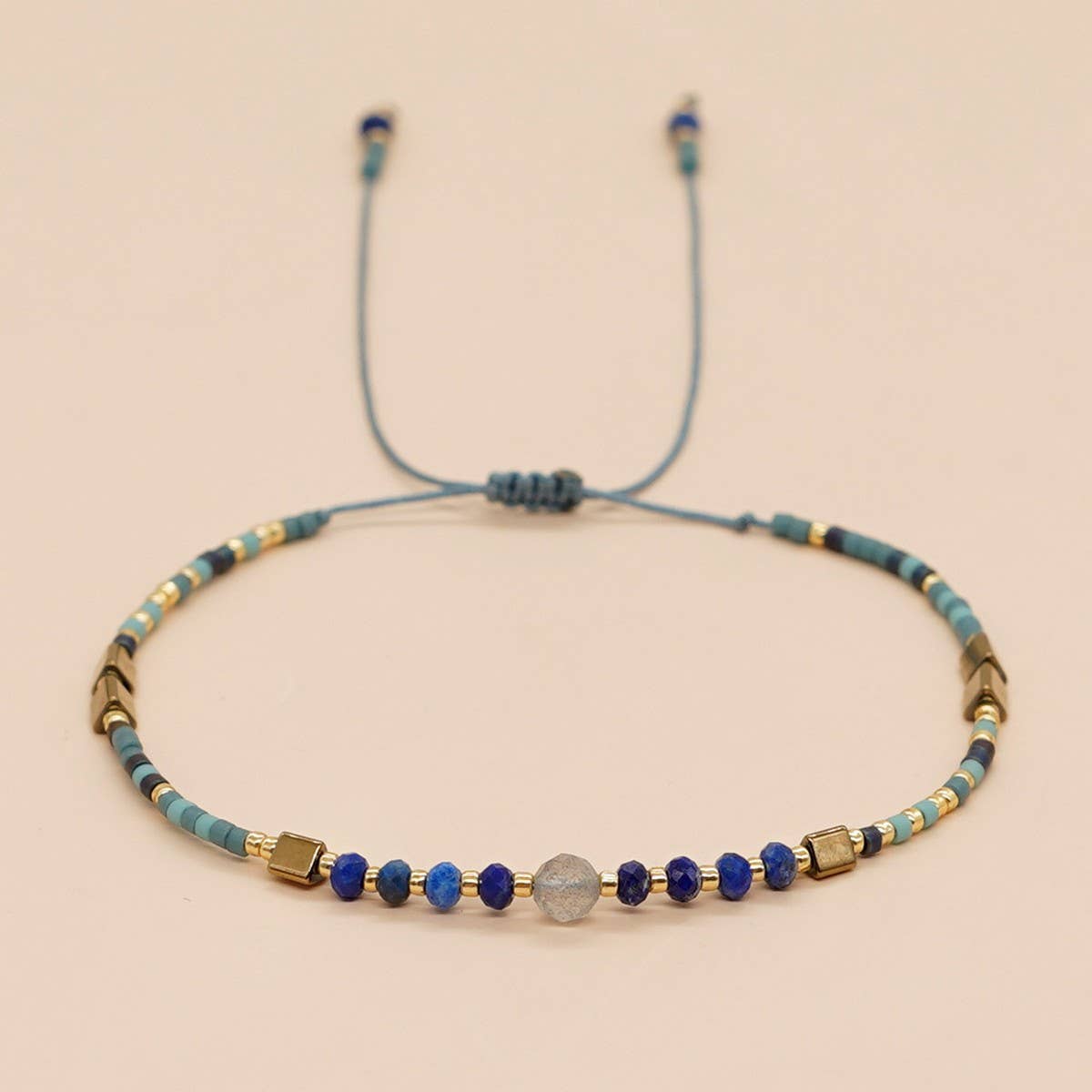 RICE BEAD HAND-WOVEN SEMI-PRECIOUS STONE BRACELET